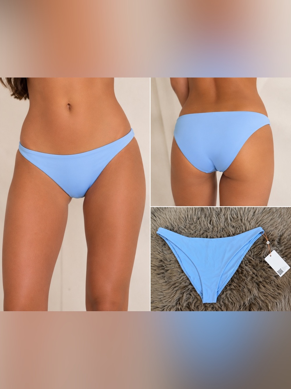 New Quince Baby Blue Low Rise Bikini Bottoms Women’s Small Italian Swim NWT